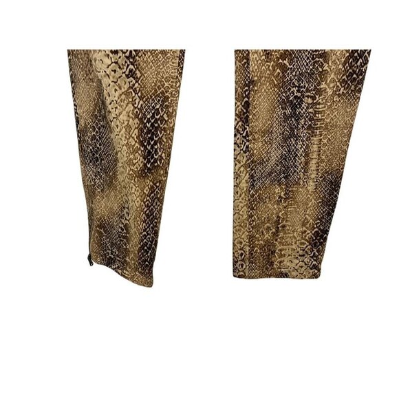 Ralph Lauren Pant Women 10 Brown Snakeskin Straight Ankle Neutral Mob Wife 80s - Picture 5 of 16